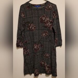 Apt.9 Floral Plaid Swing Dress|Cottagecore Grunge|Stretch Knit